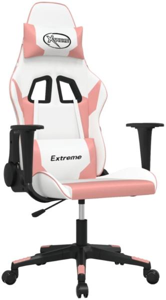 vidaXL Gaming-Stuhl mit Massagefunktion Weiß und Rosa Kunstleder 345454