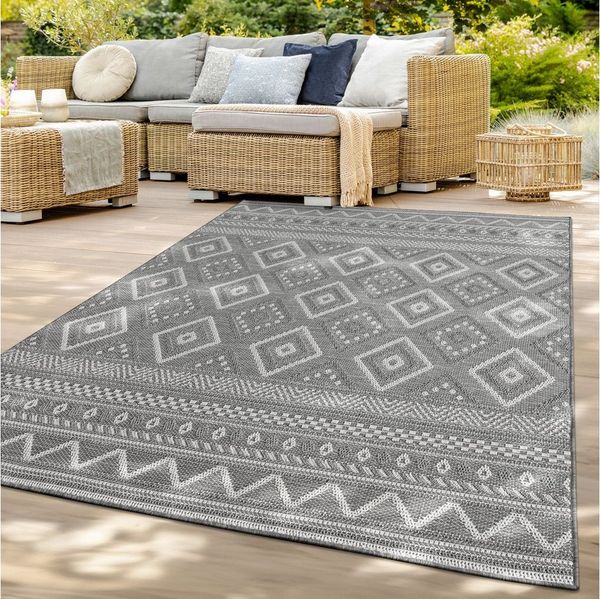 TT Home Teppich, rund, Höhe: 4 mm, In-& Outdoor Teppich Wetterfest Balkon Küche Wohnzimmerteppich