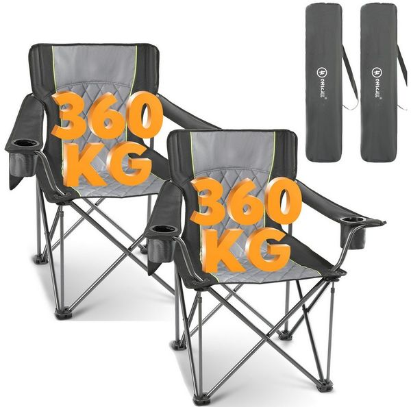 HOMECALL Campingstuhl Übergroßer Klappstuhl mit hoher Rückenlehne, XXL Faltstuhl Gepolstert (Bis 360KG Belastbar, 2 St), Robust und Zuverlässig klappstuhl für Outdoor, Balkon, Garten