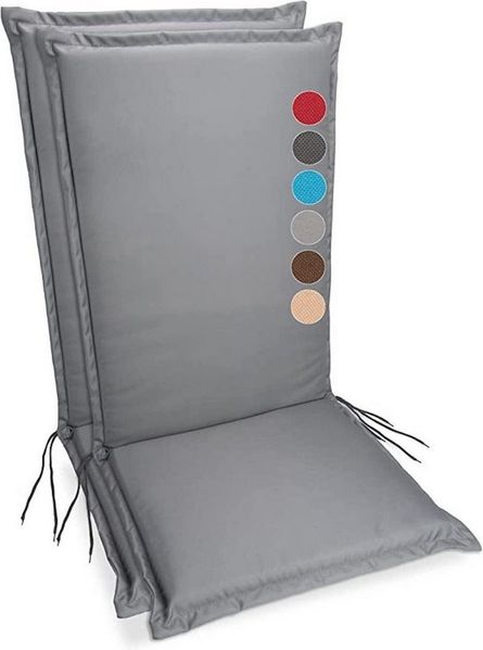 sunnypillow Liegenauflage Polsterauflagen Gartenstuhlauflage 120 x 50 extra Dicke 9cm, 2er Set Anthrazit