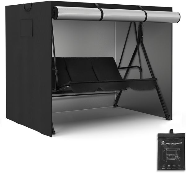M MCombo Hollywoodschaukel Abdeckung 2-3 Sitzer, Abdeckplane Wasserdicht & UV-Beständig für Gartenschaukel 8003 8007, Reißfeste Schutzhülle 4001 (Oxford, Schwarz)