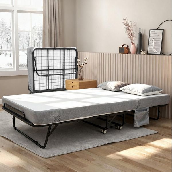 GarveeMore Bettschutzgitter Klappbett mit Matratze Klappbett mit 5" Memory Foam Matratze