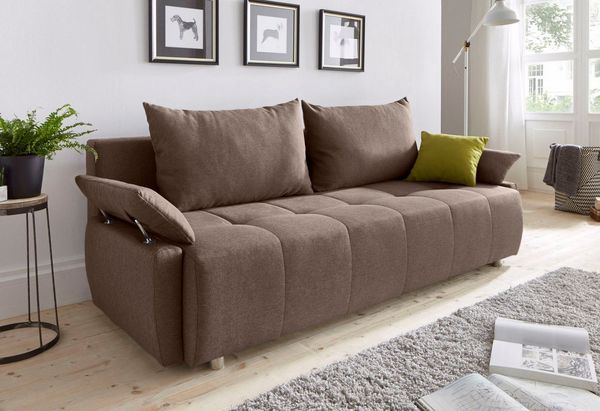 COLLECTION AB Schlafsofa Funtastic, B: 212 cm, Liegel. 145x187 cm, Bettfunktion, Bettkasten, Armteilverstellung & 1 Zierkissen, Federkern