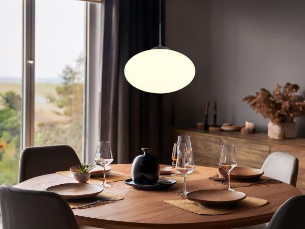 Retro LED Pendelleuchte Schwarz mit Glaskugel Lampenschirm, Ø 40cm