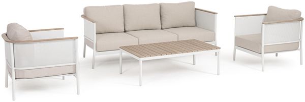 Garten-Set Ulises aus Aluminium, modern und wetterfest, weiß sand, für 4 Personen