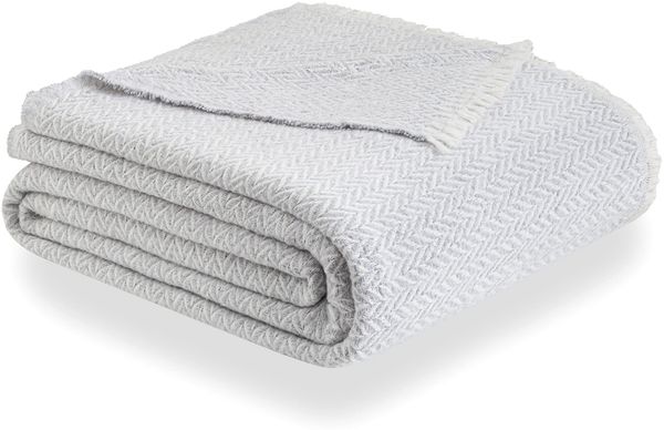 Todocama PRCMAMSGRCL120X180 Decke aus Baumwolle, extra weich, für vier Jahreszeiten, Mehrzweck-Tagesdecke für Sofa. (120x180 cm, hellgrau)