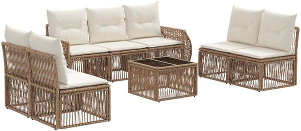 vidaXL Gartensofa-set 8 pcs Beige und Cremeweiß Poly-Rattan 3435390