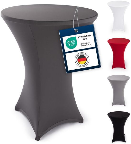 Blumtal Tischdecke, ausziehbar, elegant, für Bistrotisch, 80 – 85 cm, Anthrazit