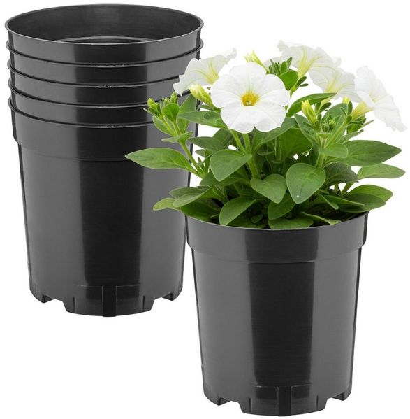 Garronda Blumentopf rund hoch Kunststoff mit Drainagelöchern Pflanztopf für GD-0203 (5 St, 5er Set)