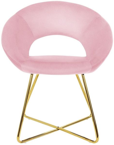 ML-DESIGN Stuhl Samtstuhl Esszimmerstuhl & Wohnzimmerstuhl mit goldenen Metallbeinen (1 St), Design Lounge Polsterstuhl 2er Set Clubsessel Esstisch Samt Rosa