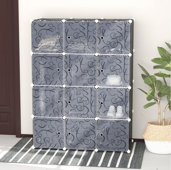 HOMCOM Kommode Garderobenschrank mit Kleiderstange (Aufbewahrungsschrank, 1 St, Kleiderschrank), Schwarz+Weiß 111 x 47 x 145 cm