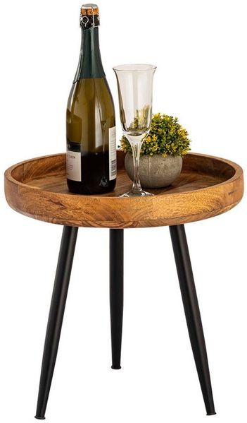 Beistelltisch Holz rund ø 40 o. 50cm Vancouver Couchtisch Wohnzimmer Tisch Me...