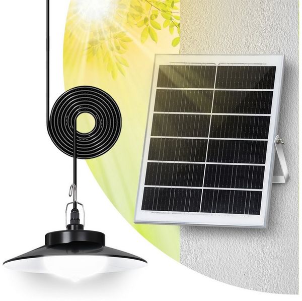 Jibenhome LED Solarleuchte Solar Pendelleuchten Außen 1/2/3/4 Kopf,mit Extra Großes Solarpanel, 5 Beleuchtungsmodi & Fernbedienung, mit 5m Kabel,für Garage, Patio