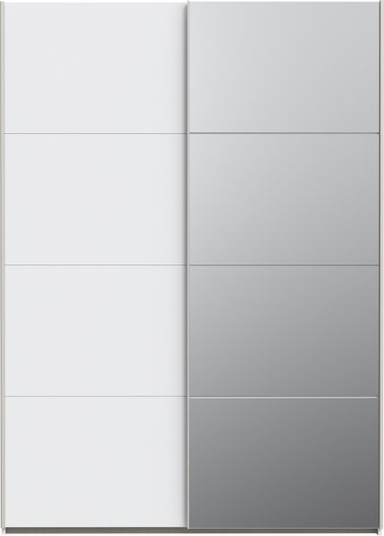 Schiebetürenschrank >SCHACH&MATT 2< in weiss - 150,1x210,5x61,2cm (BxHxT)