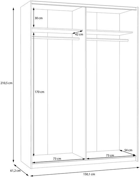 Schiebetürenschrank >SCHACH&MATT 2< in weiss - 150,1x210,5x61,2cm (BxHxT) Bild 5