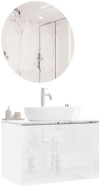 Lookway Badmöbel-Set AURORA SILVER Badezimmerschrank mit praktische Schubladen