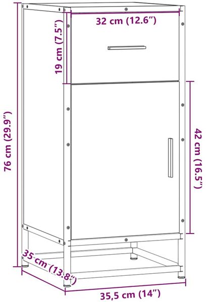 vidaXL Sideboard Grau Sonoma 35,5x35x76 cm Holzwerkstoff und Metall 848962 Bild 11