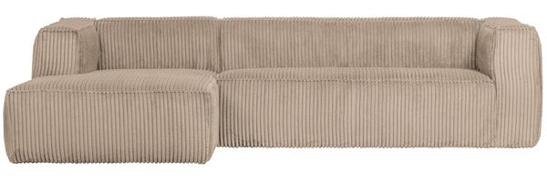Ecksofa Bean mit Cordbezug, modern und gepolstert, links, sandfarben, eleganter Komfort für Dein Wohnzimmer