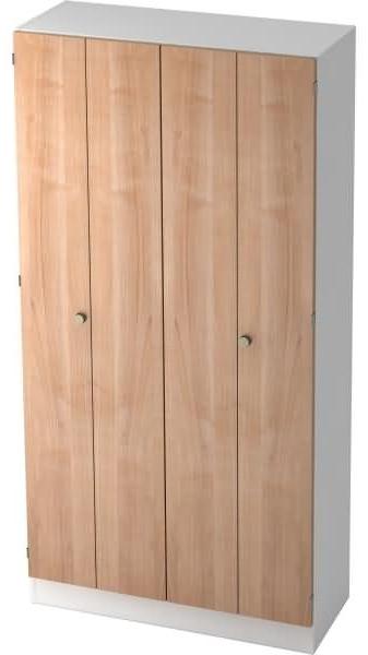 Falttürenschrank 5 Ordnerhöhen, SG Weiß / Nussbaum
