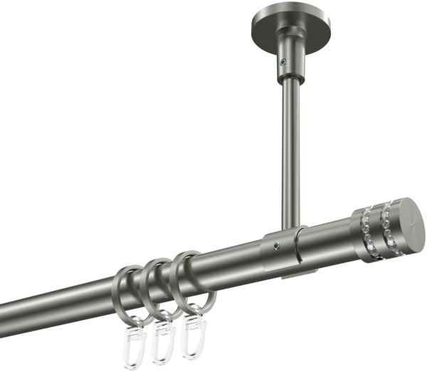 Gardinenstangen-Set Sonette Estana 360 cm (geteilt in 2x180 cm), 1-läufig, 20 mm Ø Edelstahl-Optik