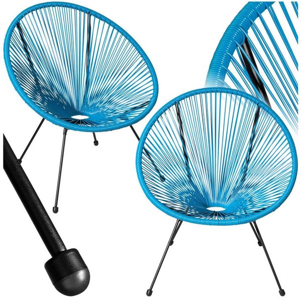 tectake 800988 2er Set Acapulco Garten Stuhl, Relaxsessel im Retro Design, Indoor und Outdoor, Lounge Sessel für Garten Balkon und Terrasse (Blau | Nr. 404409)