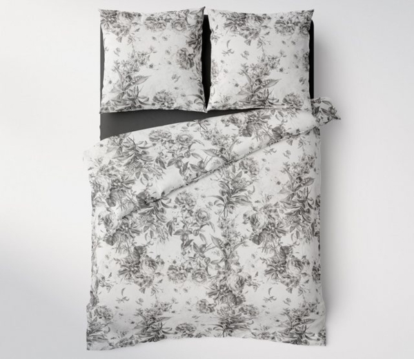 Mako Satin toile de jouy Bettwäsche Rosen anthrazit Garnitur 135x200 + 80x80 Bild 4