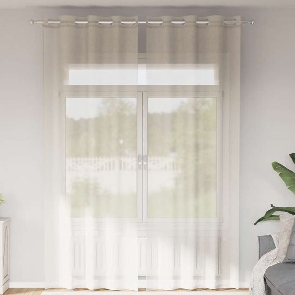 vidaXL Voile Vorhänge mit Ösen 2 Stk. Creme 140x300 cm 4102076