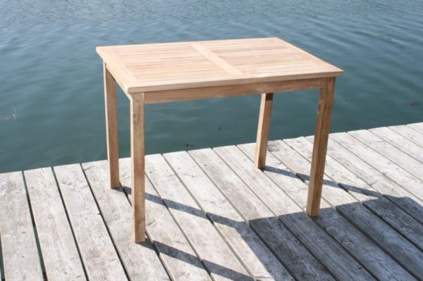 Premium Teak Tisch rechteckig Gartentisch Gartenmöbel Teakmöbel Holz 120 cm