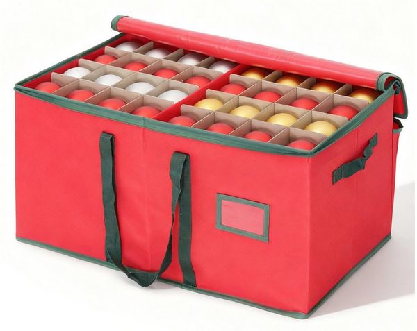 Salcar Aufbewahrungsbox Weihnachtskugel 128 Fächer Christbaumkugel Aufbewahrungstasche (128 St), 128 Fächer je 8cm, Doppelreißverschluss, Tragegriffe & Etikettenhalter