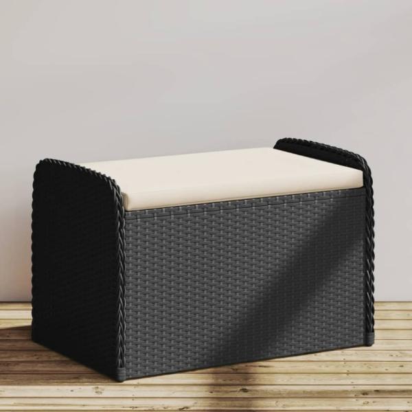 vidaXL Sitzbank mit Stauraum & Kissen Schwarz 80x51x52 cm Poly Rattan 365730