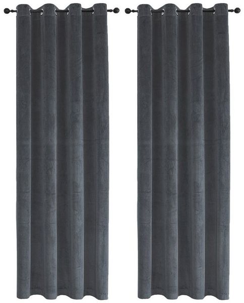 Haus und Deko Gardine Vorhang 2er Set Ösen Verdunkelung 140x245 cm Samt weich blickdicht (2 St), Ösen, Polyester