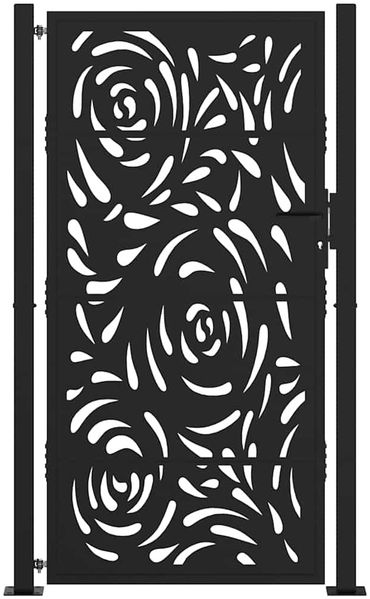 vidaXL Gartentor Schwarz 100x175 cm Stahl Flammendesign 4100992 Bild 3