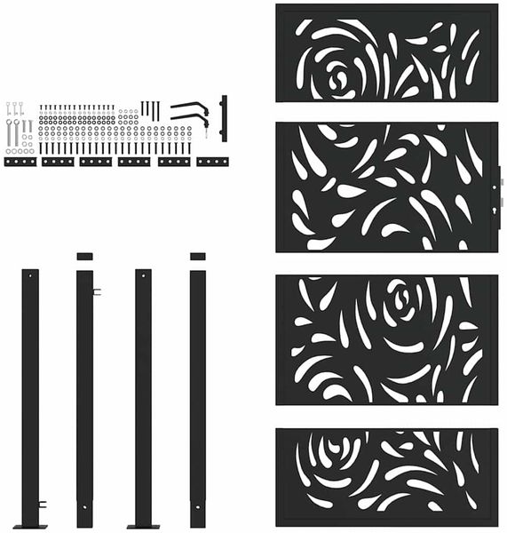 vidaXL Gartentor Schwarz 100x175 cm Stahl Flammendesign 4100992 Bild 4