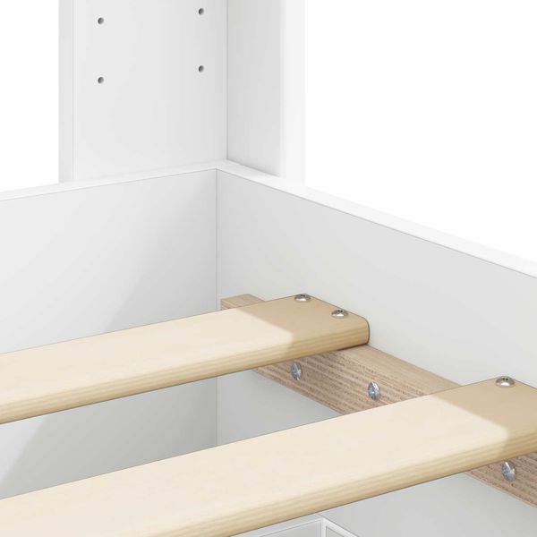 vidaXL Bettgestell mit Stauraum und Kopfteil Weiß Holzwerkstoff 3414445 Bild 10