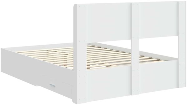vidaXL Bettgestell mit Stauraum und Kopfteil Weiß Holzwerkstoff 3414445 Bild 8