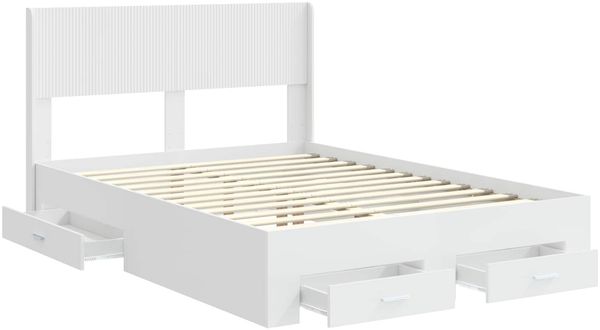 vidaXL Bettgestell mit Stauraum und Kopfteil Weiß Holzwerkstoff 3414445 Bild 5