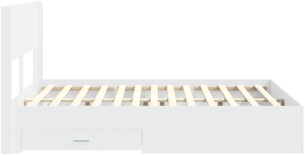 vidaXL Bettgestell mit Stauraum und Kopfteil Weiß Holzwerkstoff 3414445 Bild 7