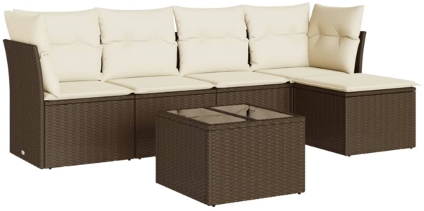vidaXL 6-tlg. Garten-Sofagarnitur mit Kissen Braun Poly Rattan 3249412