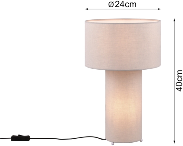 Tischleuchte BALE Korpus und Lampenschirm Stoff Ultimate Grau, Höhe 40cm Bild 3