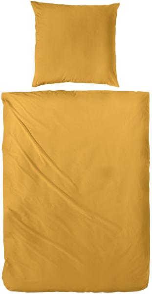 Hahn Haustextilien Luxus-Satin Bettwäsche uni Farbe senf Größe 155x220 cm