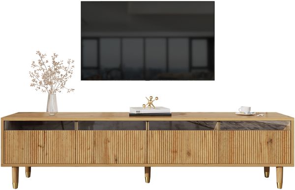 TV-Schrank 178x35x45 cm in Holzoptik, 4 Schubladen, Kabeldurchführungen, MDF Bild 7