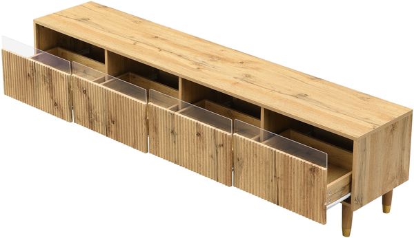 TV-Schrank 178x35x45 cm in Holzoptik, 4 Schubladen, Kabeldurchführungen, MDF Bild 9