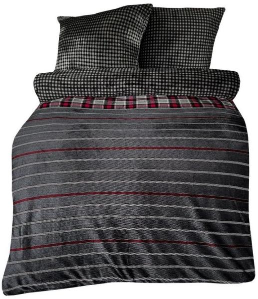 Leonado Vicenti Bettwäsche Winter Teddy Plüsch, Fleece, 2 teilig, Flauschig warmes Cashmere Touch, gestreift