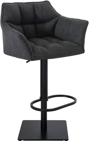 Barhocker SIHAR - Stoff Dunkelgrau 64x45x88 cm Schwarz | Barstuhl Höhenverstellbar Mit Lehne Drehbar Tresenhocker Tresenstuhl Kneipenhocker