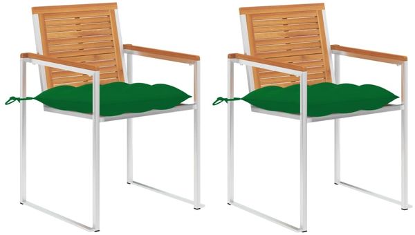 vidaXL Gartenstühle mit Kissen 2 Stk. Massivholz Akazie und Stahl 3061508