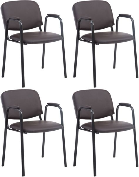 CLP 4er Set Stapelstühle Ken Pro Kunstleder gepolstert mit Armlehnen bis 150 kg,braun