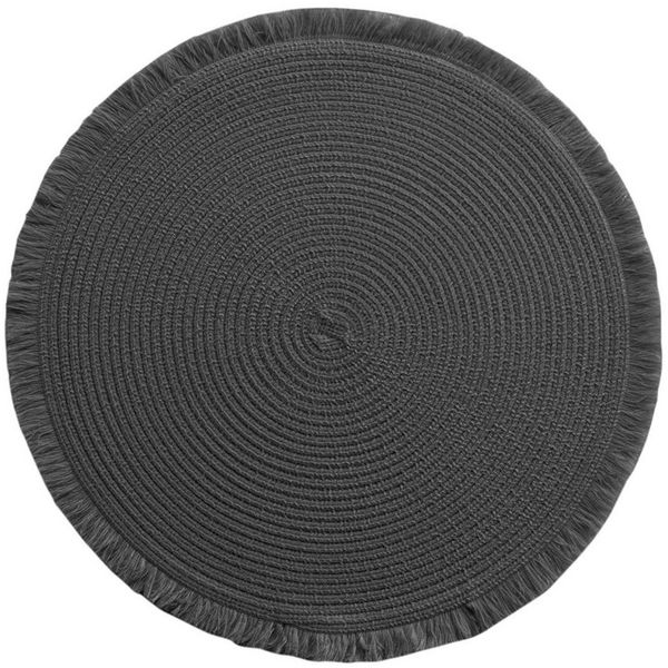 Macosa Home Platzset Tischdeko schwarz rund 38 cm Tischunterlagen Tischdeko Platzdeckchen, (4-St), Tischset Tisch Untersetzer Teller Unterlage