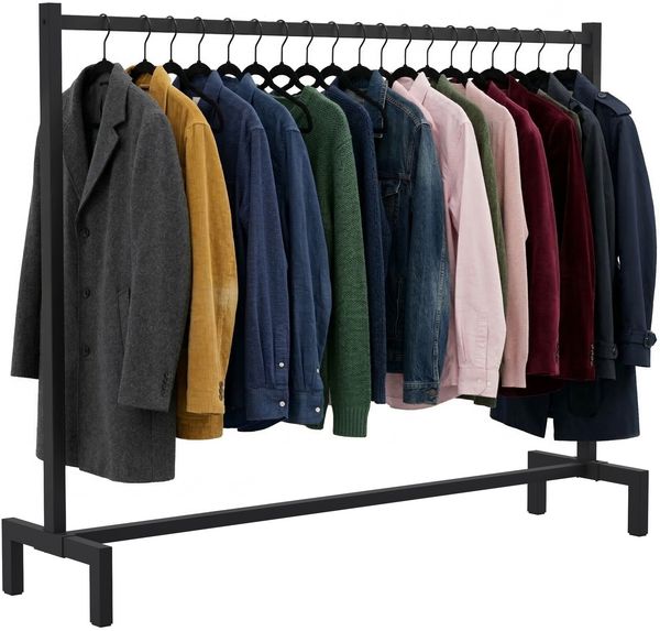 CLP Melva Garderobenständer Metall, Kleiderständer stabil im Industrial Look,schwarz 150x38x120