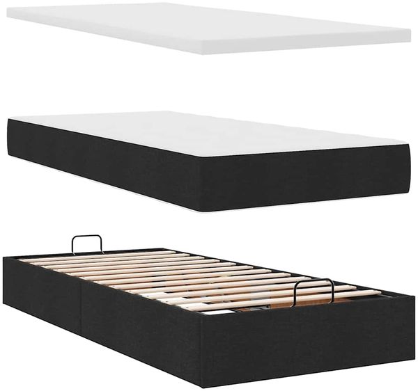 vidaXL Ottoman-Bett mit Matratzen & LEDs Schwarz 200x200 cm Stoff 3314529 Bild 12