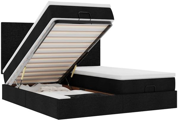 vidaXL Ottoman-Bett mit Matratzen & LEDs Schwarz 200x200 cm Stoff 3314529 Bild 2